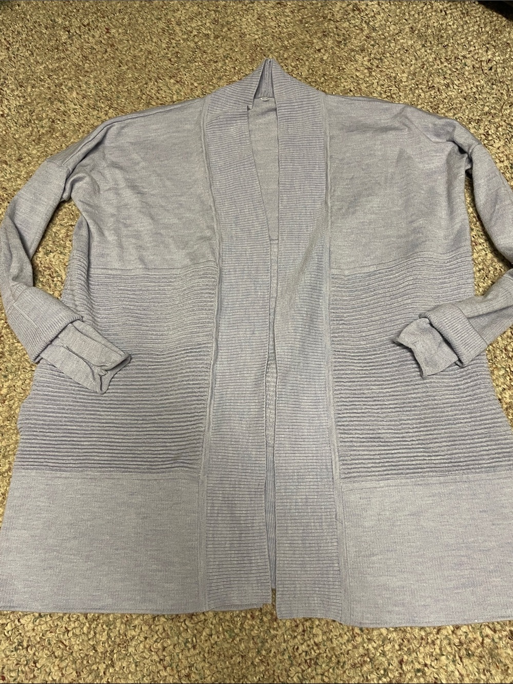Lululemon 100% merino wool Lavender grey Open-Front Knit long Cardigan